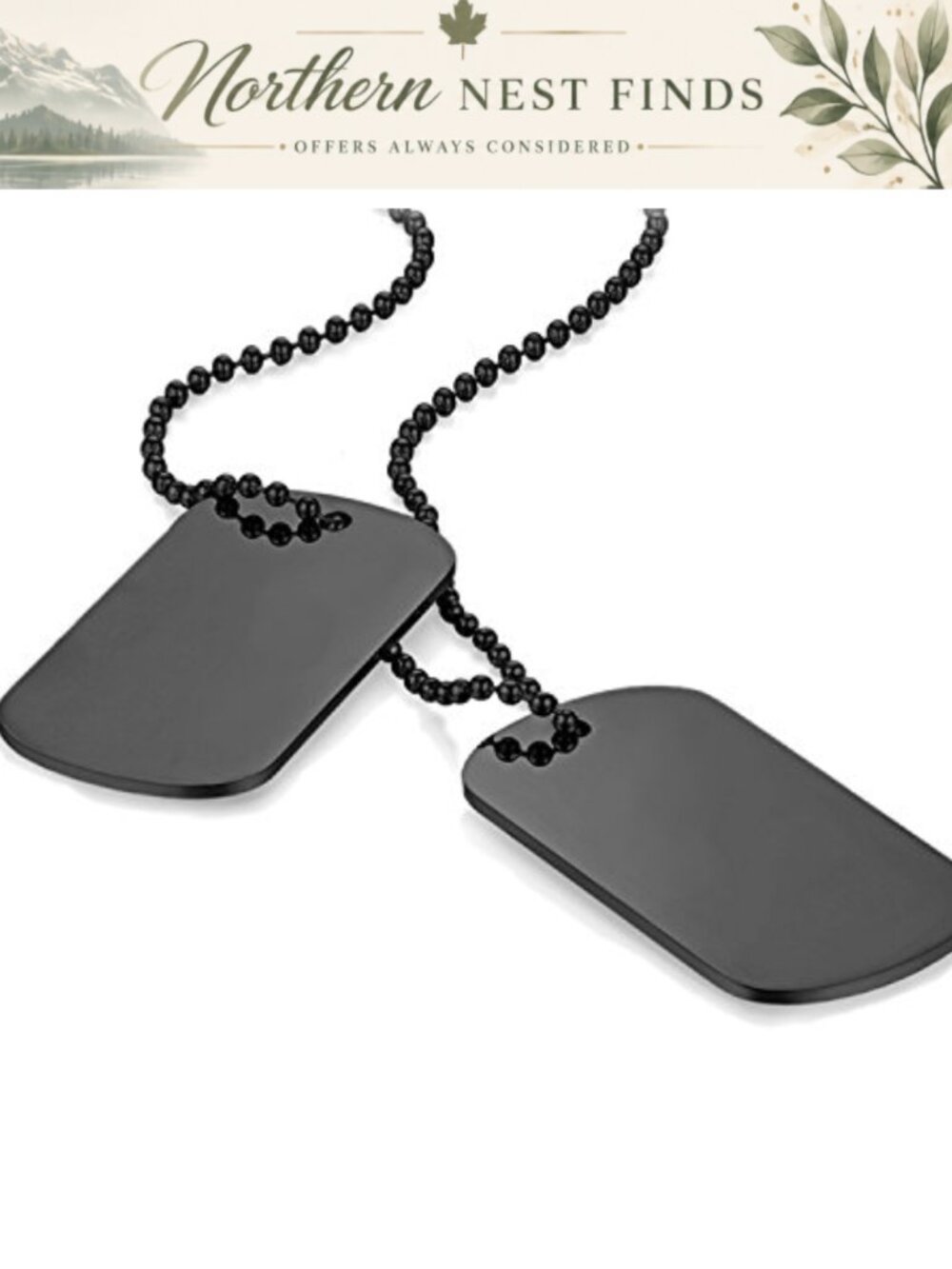 Men's Stainless Steel Military Dog Tag Pendant Necklace 22 Inch Lobster Clasp